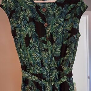 Tropical Leaf Print Dress